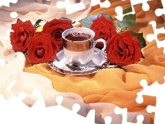 roses, cup, tea