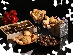 cookies, bouquet, rouge, Chocolates