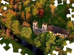 Park, Monument, ruins, forest