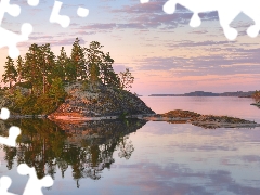 trees, Rocks, Karelia, Islet, Lake Ladoga, viewes, Russia