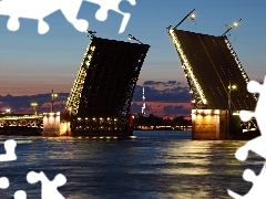 Russia, St. Petersburg, bridge, River, open