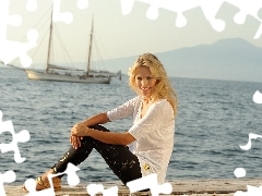 Luisana Lopilato, sea, sailing vessel, Smile