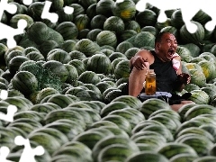 salesman, watermelons, market