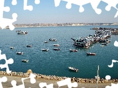 sea, landscape, Boats