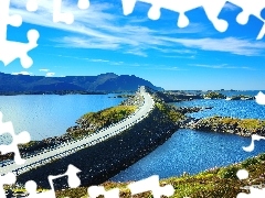 sea, Way, bridge, Storseisundet, Islands, The Atlantic