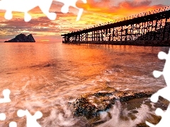 bridge, Great Sunsets, sea