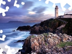 sea, Ireland, maritime, rocks, Lighthouse