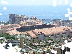 panorama, Monaco, sea, town