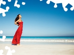 Nina Agdal, Dress, sea, red hot