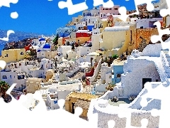 santorini, buildings, sea, Town