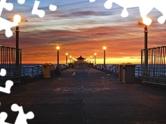 west, pier, sea, sun