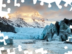 sea, winter, Mountains, ice, rocks