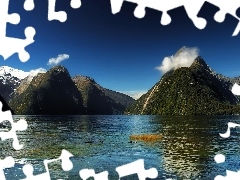 New Zeland, Mountains, sea