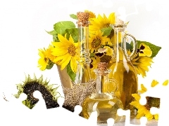 seeds, composition, Nice sunflowers, oil, gold
