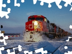 semaphore, winter, Train