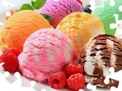 ice cream, color, several flavors