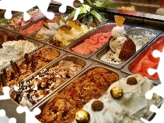 ice cream, several flavors