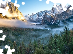 Yosemite National Park, The United States, Fog, clouds, Sierra Nevada Mountains, State of California