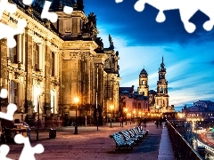 Sights, bench, old, Town, Dresden