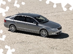 sand, silver, Skoda Superb