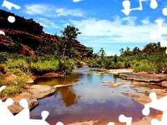 Red, stream, Skrub, rocks