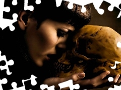 skull, Women, hands