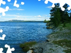 beatyfull, Spruces, Sky, lake