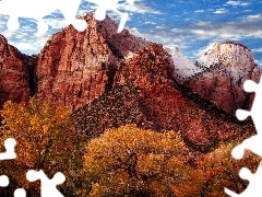canyon, viewes, Sky, trees