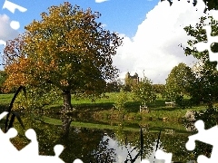 Sky, Castle, trees, viewes, lake