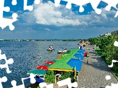 alley, River, Sky, Donetsk, vessels, Tents