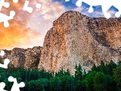 Yosemite National Park, The United States, woods, clouds, Mountains, State of California