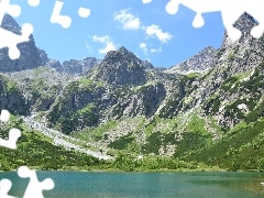 Sky, Mountains, lake