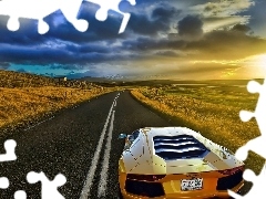 Lamborghini, Way, Sky, Aventador