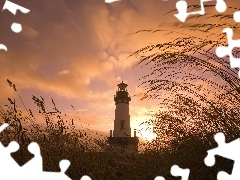 Lighthouse, Red, Sky, maritime