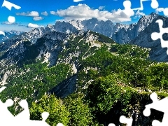 Mountains, blue, Sky, forest