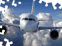 plane, clouds, Sky, passenger