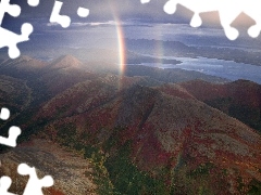 Great Rainbows, Mountains, Sky
