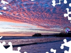 sea, Clouds, Sky, pier