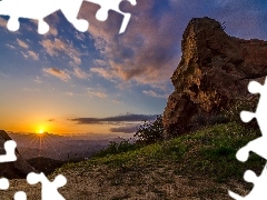 west, Mountains, Sky, sun