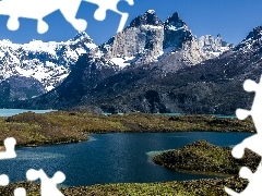 Chile, lakes, snow, Mountains