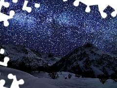snow, Mountains, star