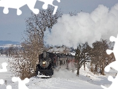 snow, Train, Steam