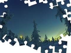 twilight, viewes, snow, trees