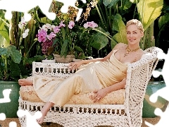 Plants, Sharon Stone, sofa