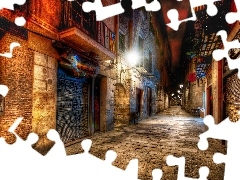 alley, Barcelona, Spain, Night