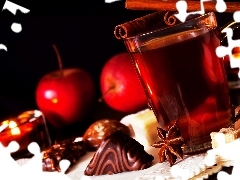 apples, cup, spice, blur, Candies, tea