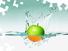 splash, Apple, water