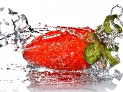 splash, Strawberry, water