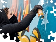 Spray, girl, Graffiti