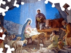 Mary, Jesus, Stable, Joseph